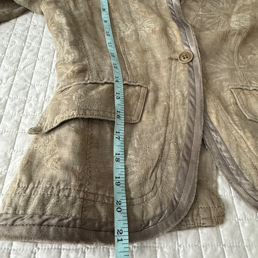Tandem Womens Beige Floral Patterned Linen-Blend Blazer Jacket Size 34 - Picture 12 of 13
